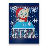 Funny X-Mas Let It Snow Cat Ugly Christmas Sweater Poster