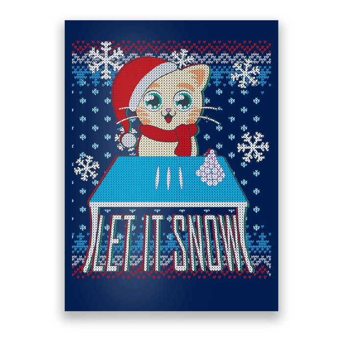 Funny X-Mas Let It Snow Cat Ugly Christmas Sweater Poster