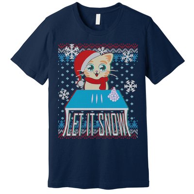 Funny X-Mas Let It Snow Cat Ugly Christmas Sweater Premium T-Shirt