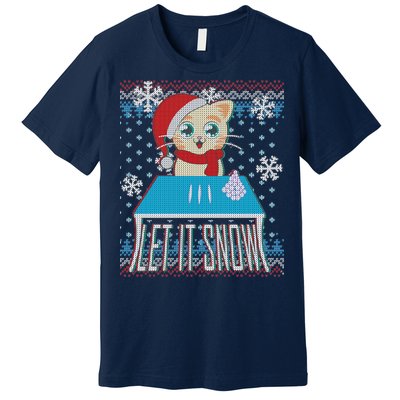 Funny X-Mas Let It Snow Cat Ugly Christmas Sweater Premium T-Shirt