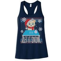 Funny X-Mas Let It Snow Cat Ugly Christmas Sweater Women's Racerback Tank