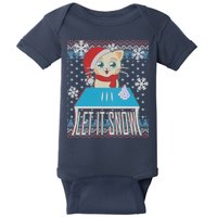 Funny X-Mas Let It Snow Cat Ugly Christmas Sweater Baby Bodysuit