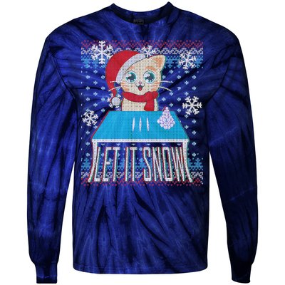 Funny X-Mas Let It Snow Cat Ugly Christmas Sweater Tie-Dye Long Sleeve Shirt