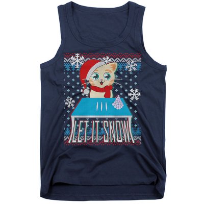 Funny X-Mas Let It Snow Cat Ugly Christmas Sweater Tank Top
