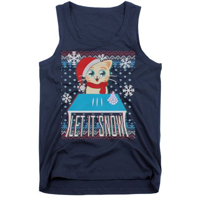 Funny X-Mas Let It Snow Cat Ugly Christmas Sweater Tank Top