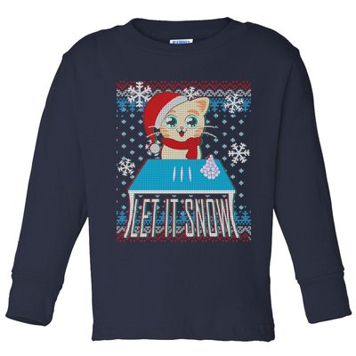 Funny X-Mas Let It Snow Cat Ugly Christmas Sweater Toddler Long Sleeve Shirt