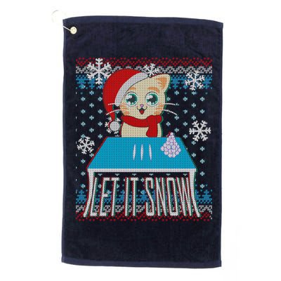 Funny X-Mas Let It Snow Cat Ugly Christmas Sweater Golf Towel