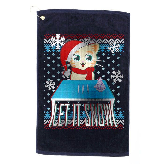 Funny X-Mas Let It Snow Cat Ugly Christmas Sweater Golf Towel