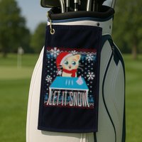 Funny X-Mas Let It Snow Cat Ugly Christmas Sweater Golf Towel