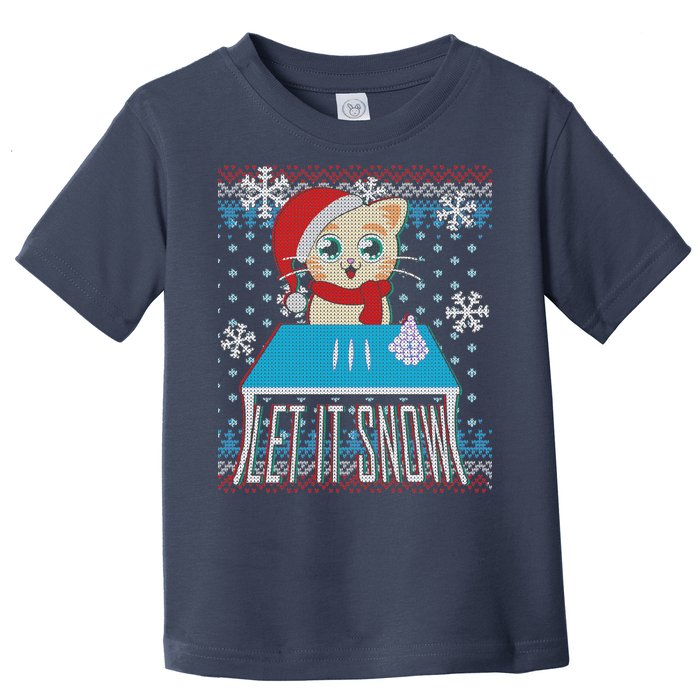 Funny X-Mas Let It Snow Cat Ugly Christmas Sweater Toddler T-Shirt