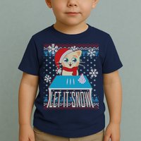 Funny X-Mas Let It Snow Cat Ugly Christmas Sweater Toddler T-Shirt