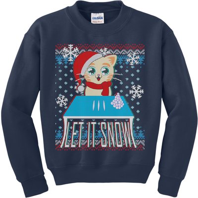 Funny X-Mas Let It Snow Cat Ugly Christmas Sweater Kids Sweatshirt