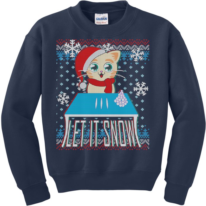 Funny X-Mas Let It Snow Cat Ugly Christmas Sweater Kids Sweatshirt