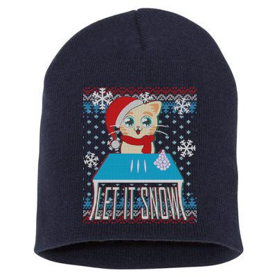Funny X-Mas Let It Snow Cat Ugly Christmas Sweater Short Acrylic Beanie
