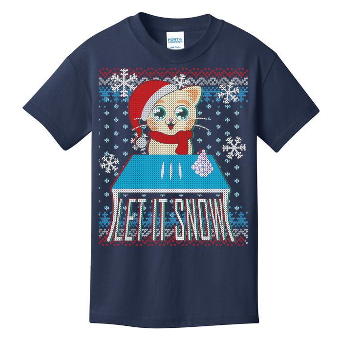 Funny X-Mas Let It Snow Cat Ugly Christmas Sweater Kids T-Shirt