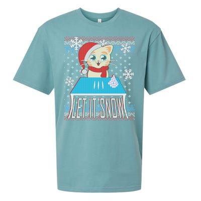 Funny X-Mas Let It Snow Cat Ugly Christmas Sweater Sueded Cloud Jersey T-Shirt