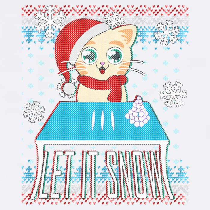 Funny X-Mas Let It Snow Cat Ugly Christmas Sweater Garment-Dyed Sweatshirt