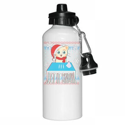 Funny X-Mas Let It Snow Cat Ugly Christmas Sweater Aluminum Water Bottle