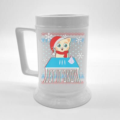 Funny X-Mas Let It Snow Cat Ugly Christmas Sweater Beer Stein