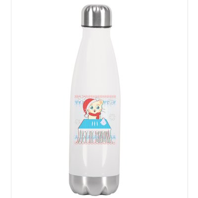 Funny X-Mas Let It Snow Cat Ugly Christmas Sweater Stainless Steel Insulated Water Bottle