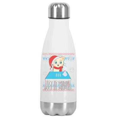 Funny X-Mas Let It Snow Cat Ugly Christmas Sweater Stainless Steel Insulated Water Bottle