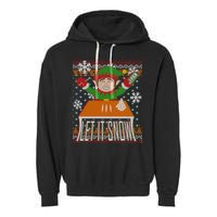 Funny X-Mas Let It Snow Elf Ugly Christmas Sweater Garment-Dyed Fleece Hoodie