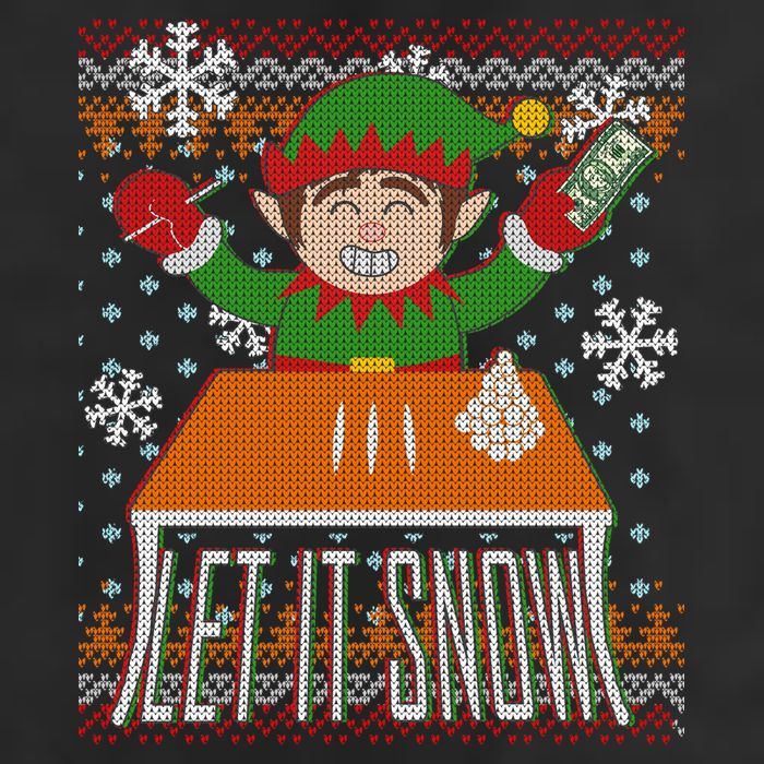 Funny X-Mas Let It Snow Elf Ugly Christmas Sweater Garment-Dyed Fleece Hoodie