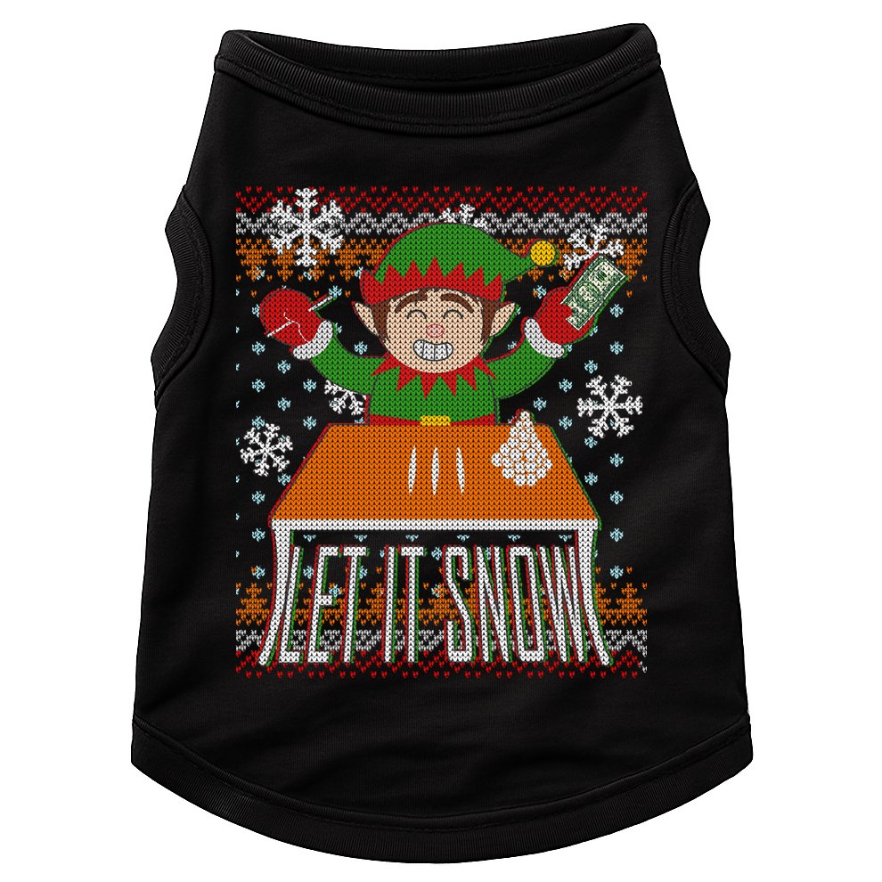 Funny X-Mas Let It Snow Elf Ugly Christmas Sweater Doggie Tank