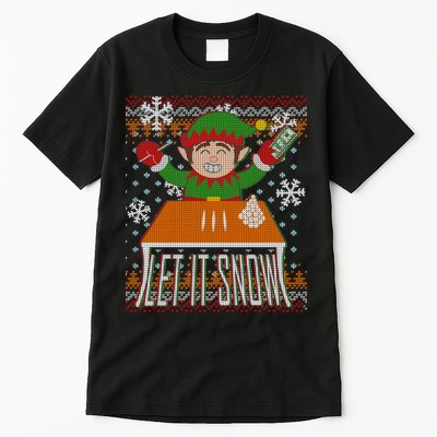 Funny X-Mas Let It Snow Elf Ugly Christmas Sweater Tall T-Shirt