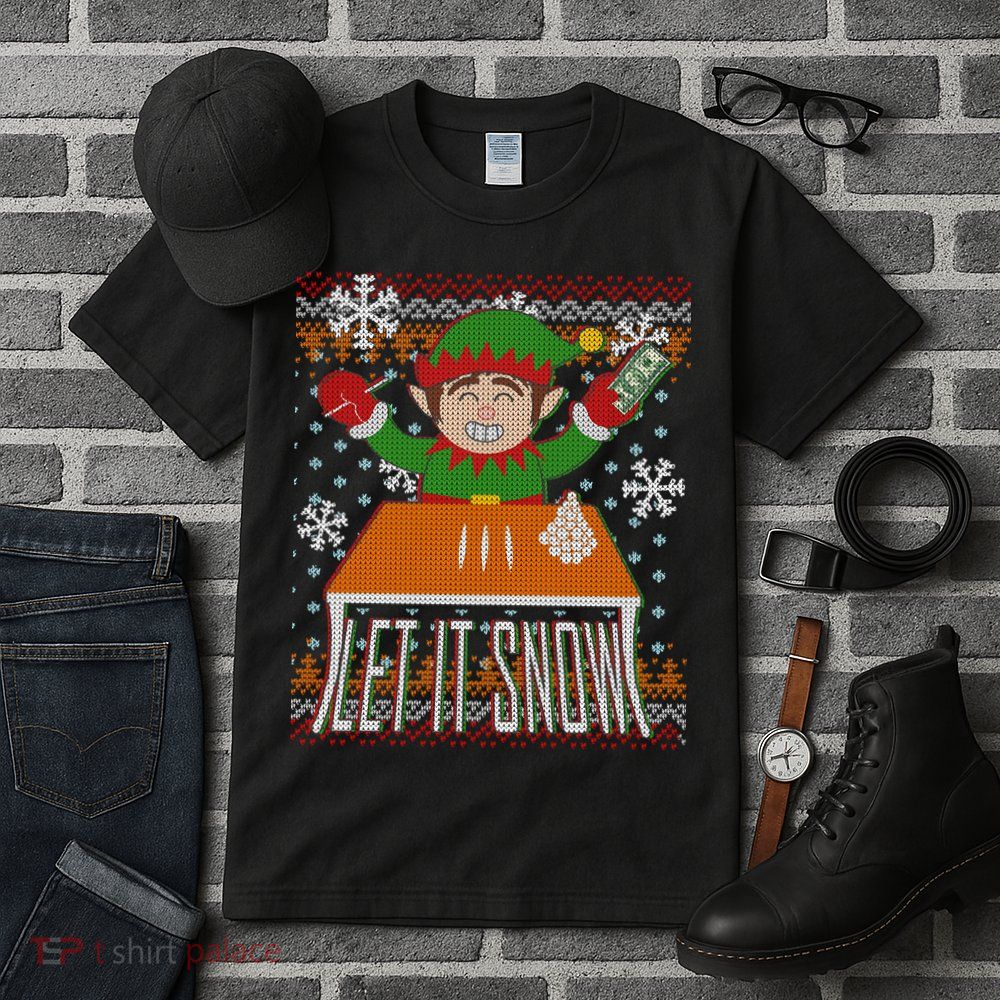Funny X-Mas Let It Snow Elf Ugly Christmas Sweater Tall T-Shirt