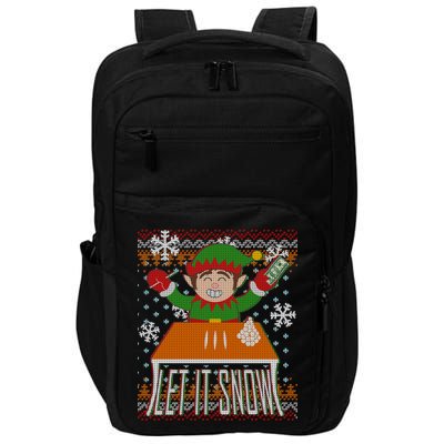 Funny X-Mas Let It Snow Elf Ugly Christmas Sweater Impact Tech Backpack
