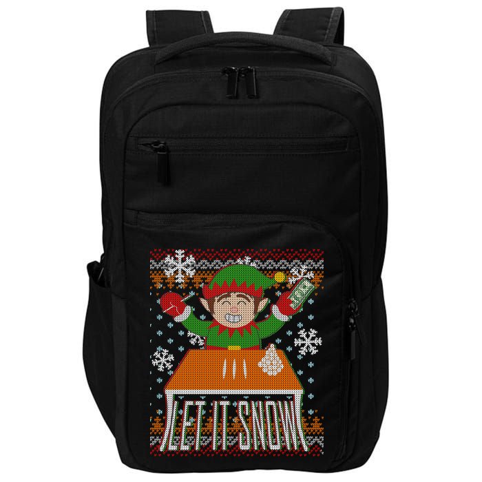Funny X-Mas Let It Snow Elf Ugly Christmas Sweater Impact Tech Backpack