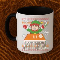 Funny X-Mas Let It Snow Elf Ugly Christmas Sweater Mug
