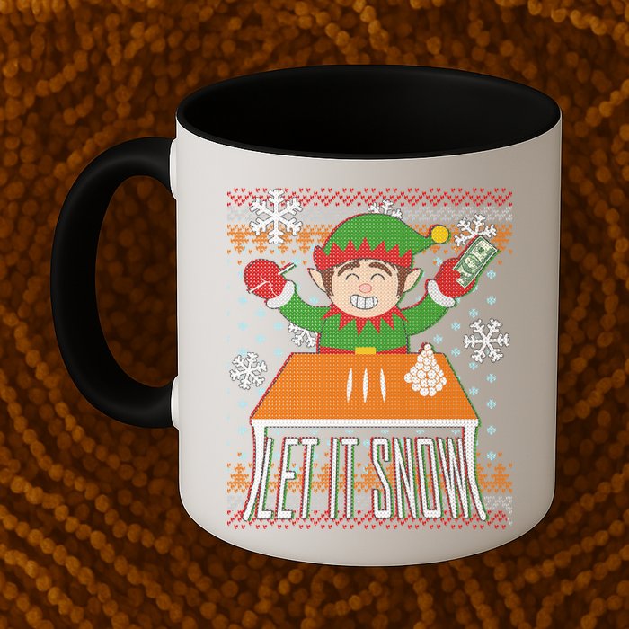 Funny X-Mas Let It Snow Elf Ugly Christmas Sweater Mug