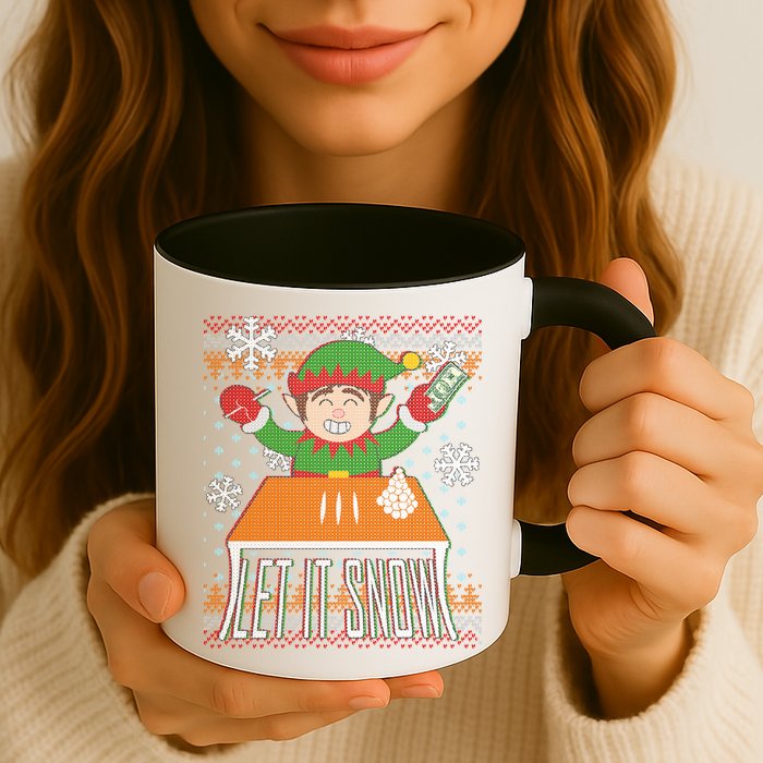 Funny X-Mas Let It Snow Elf Ugly Christmas Sweater Mug
