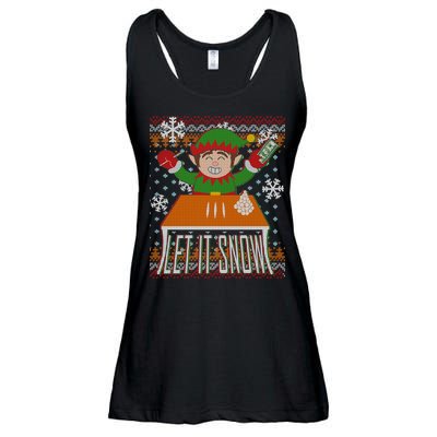 Funny X-Mas Let It Snow Elf Ugly Christmas Sweater Ladies Essential Flowy Tank