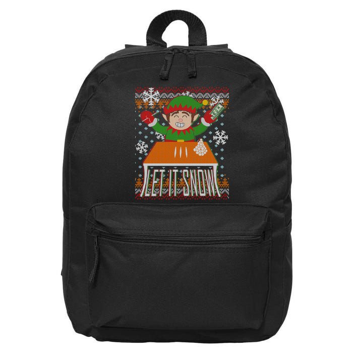 Funny X-Mas Let It Snow Elf Ugly Christmas Sweater 16 in Basic Backpack