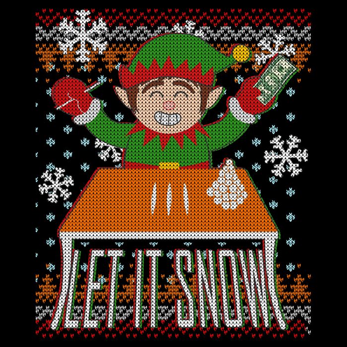 Funny X-Mas Let It Snow Elf Ugly Christmas Sweater 16 in Basic Backpack