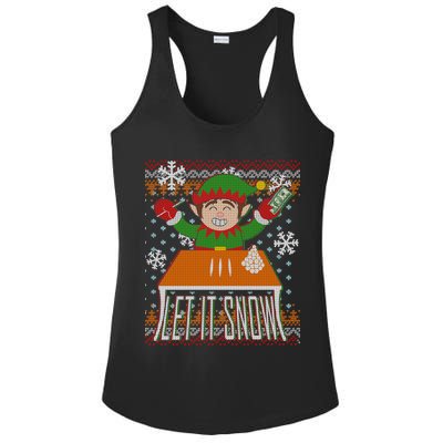 Funny X-Mas Let It Snow Elf Ugly Christmas Sweater Ladies PosiCharge Competitor Racerback Tank