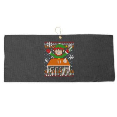 Funny X-Mas Let It Snow Elf Ugly Christmas Sweater Large Microfiber Waffle Golf Towel