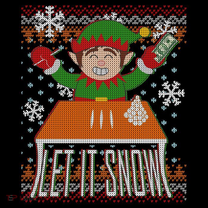 Funny X-Mas Let It Snow Elf Ugly Christmas Sweater Baby Bodysuit