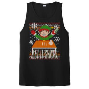 Funny X-Mas Let It Snow Elf Ugly Christmas Sweater PosiCharge Competitor Tank