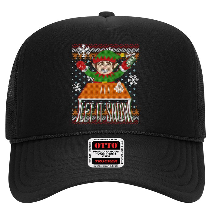 Funny X-Mas Let It Snow Elf Ugly Christmas Sweater Trucker Hat
