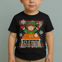 Funny X-Mas Let It Snow Elf Ugly Christmas Sweater Toddler T-Shirt