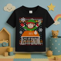 Funny X-Mas Let It Snow Elf Ugly Christmas Sweater Toddler T-Shirt
