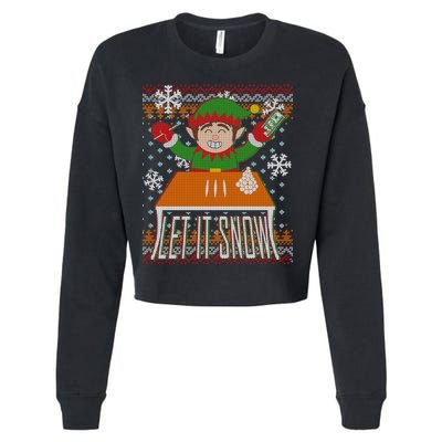 Funny X-Mas Let It Snow Elf Ugly Christmas Sweater Cropped Pullover Crew