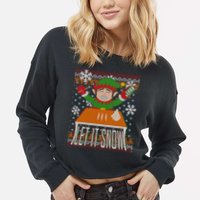 Funny X-Mas Let It Snow Elf Ugly Christmas Sweater Cropped Pullover Crew