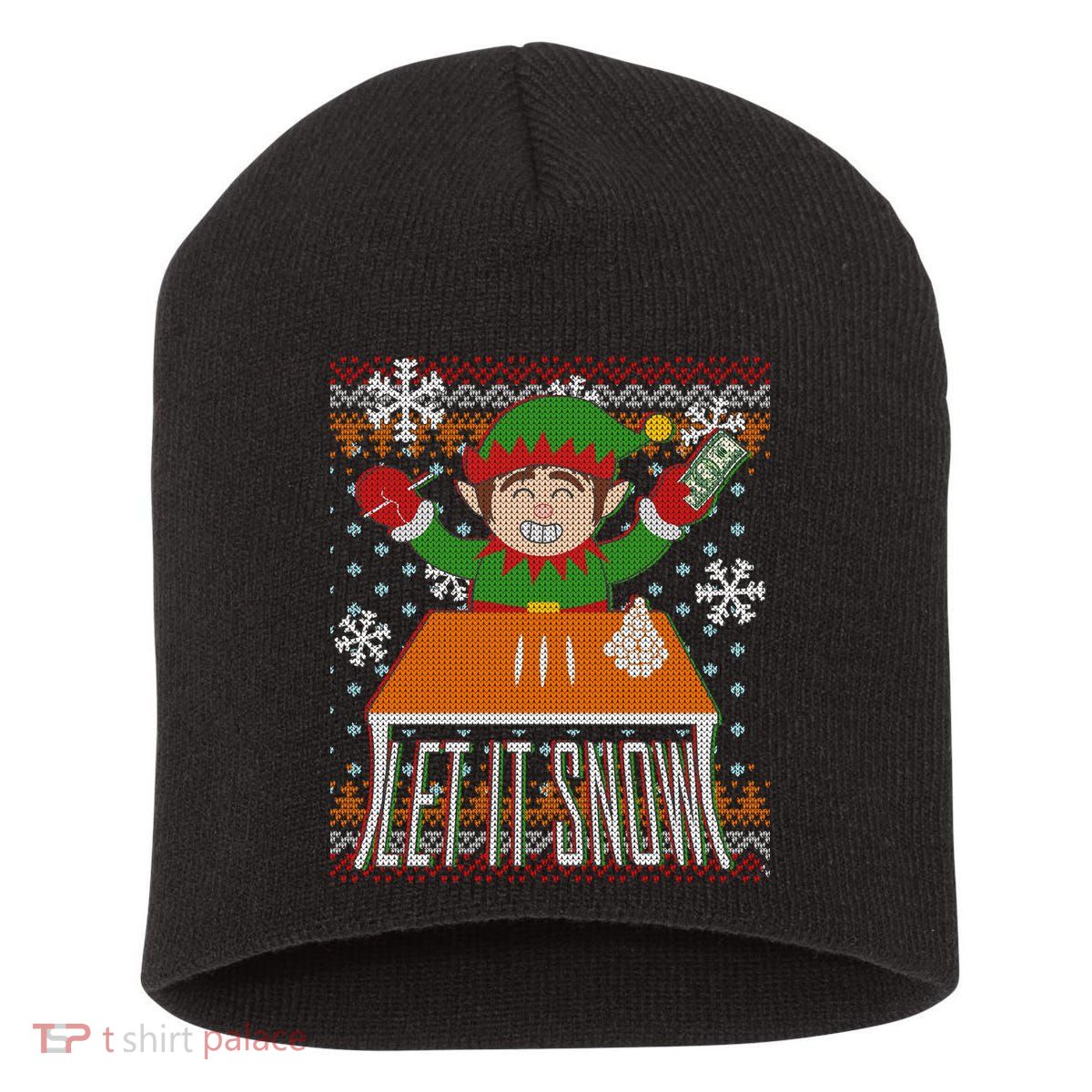 Funny X-Mas Let It Snow Elf Ugly Christmas Sweater Short Acrylic Beanie