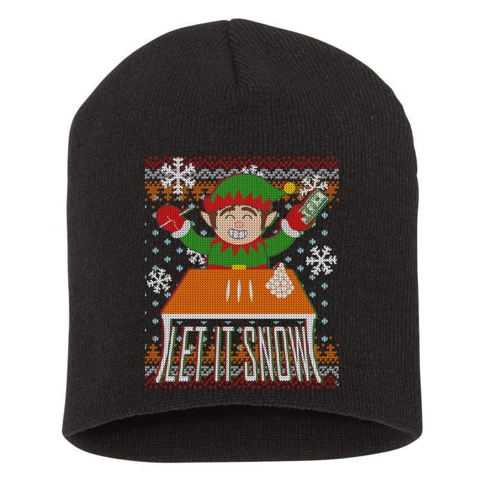 Funny X-Mas Let It Snow Elf Ugly Christmas Sweater Short Acrylic Beanie
