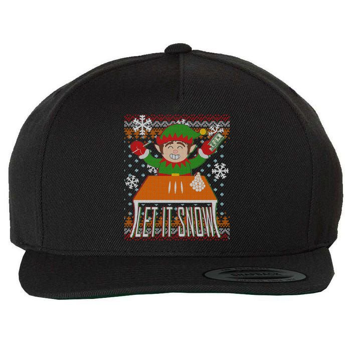 Funny X-Mas Let It Snow Elf Ugly Christmas Sweater Wool Snapback Cap
